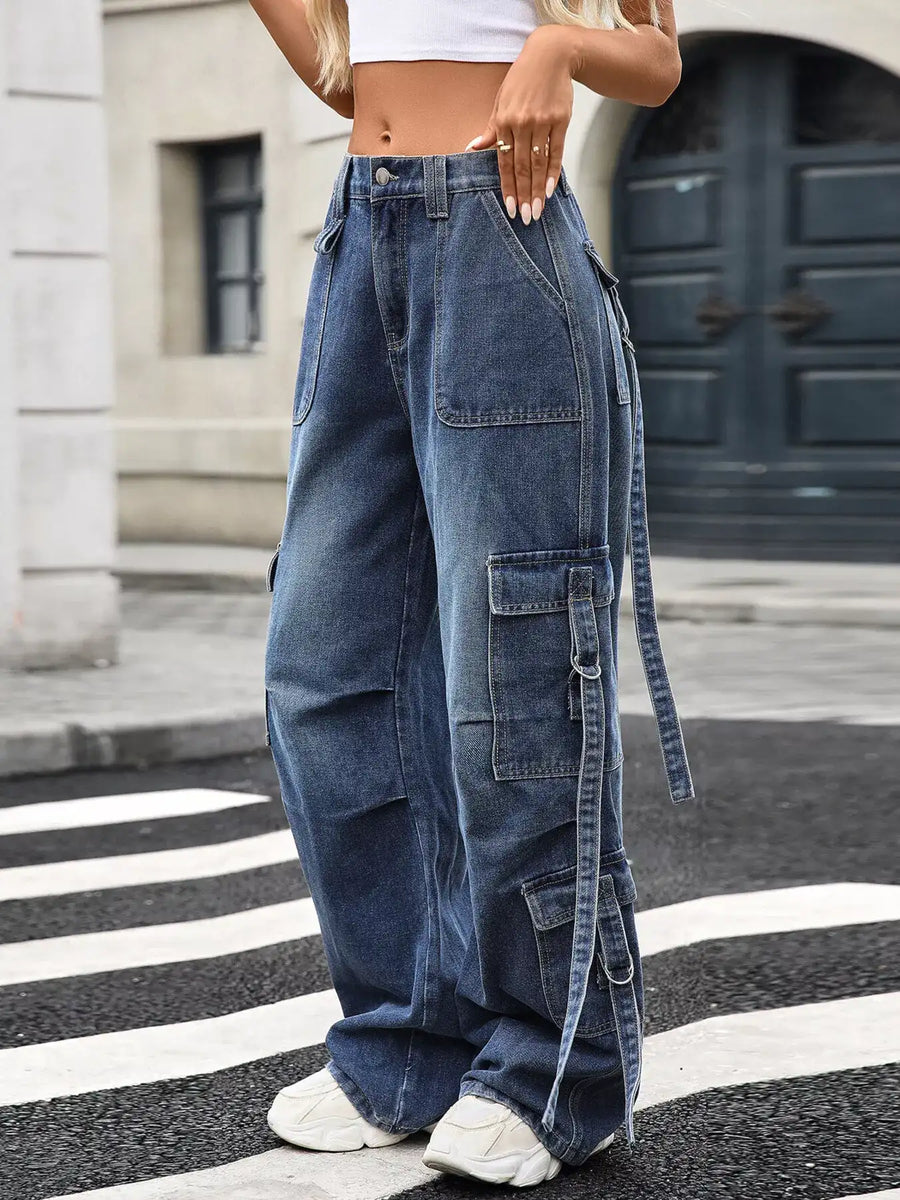 Wide Leg Cargo Jeans - Jeans Junction Online 