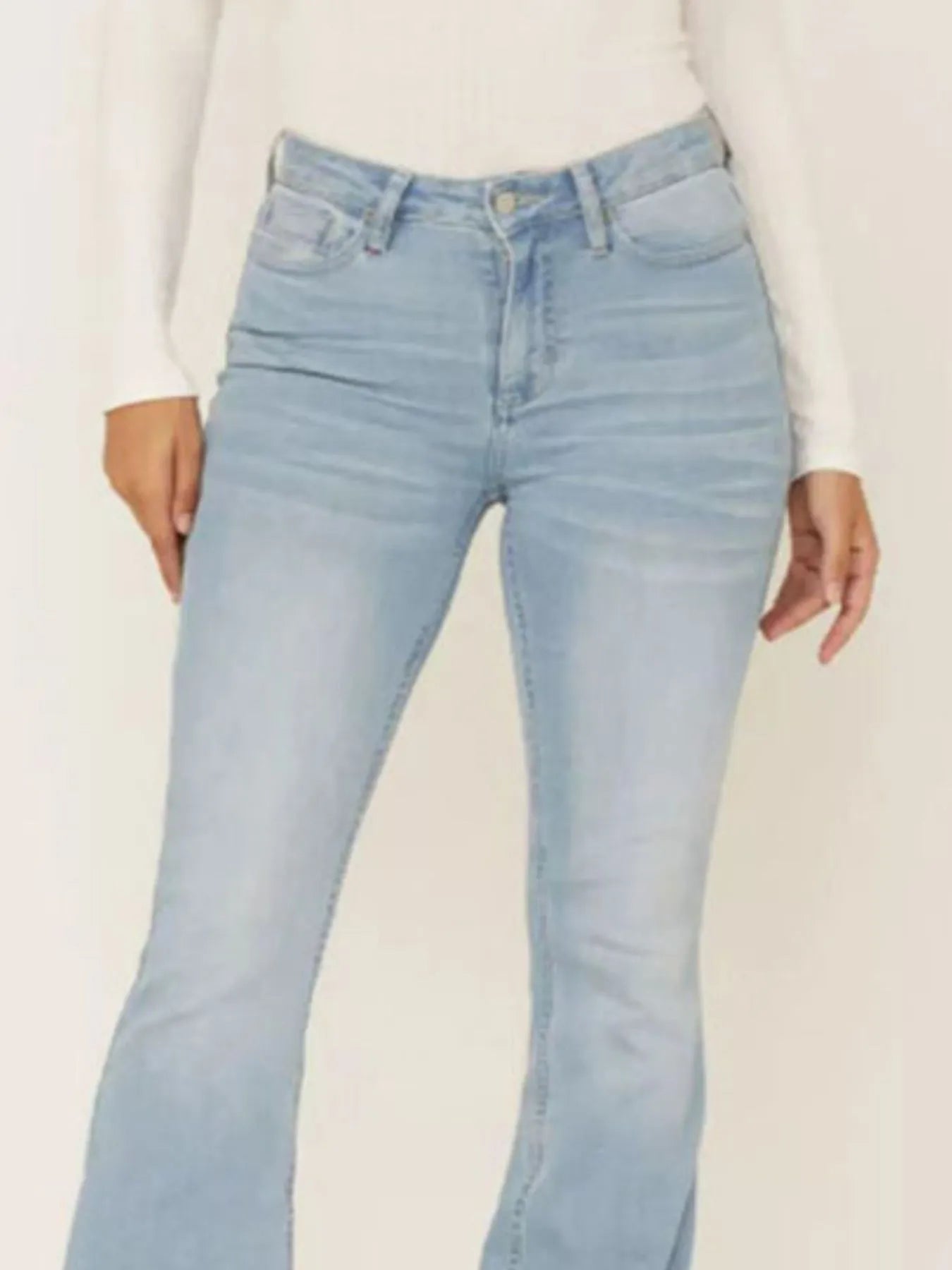 Full Size Wash Flare Jeans with Pockets Plus Size - Jeans Junction Online