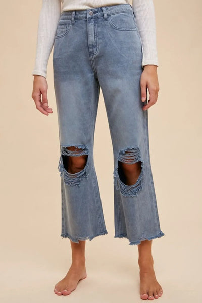Annie Wear Distressed Raw Hem Jeans - Jeans Junction Online
