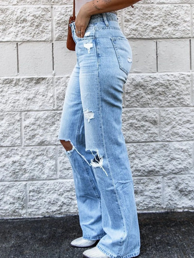 High Waist Distressed Jeans - Jeans Junction Online