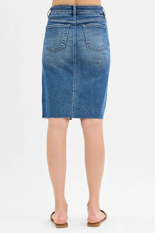 RISEN Full Size High Rise Front Slit Pencil Skirts Plus Size - Jeans Junction Online