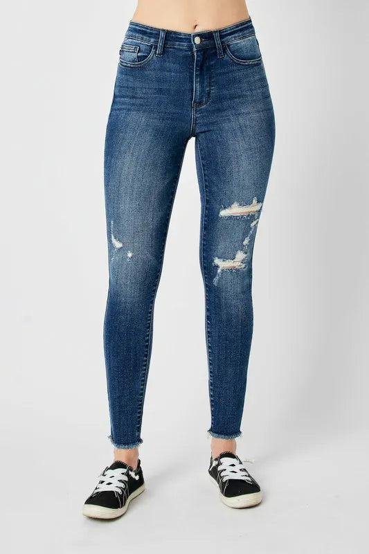 Judy Blue Full Size High Waist Distressed Skinny Jeans - Jeans Junction Online 