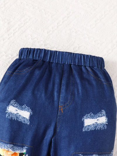 Children's Floral Bell Sleeve Top and Pants Set - Jeans Junction Online