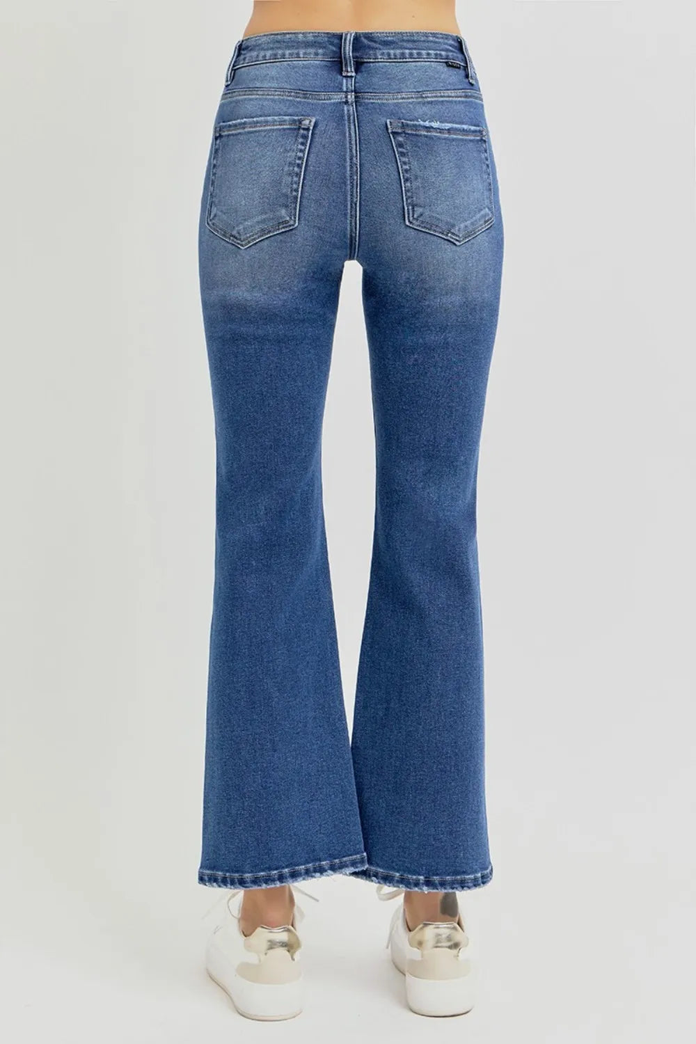 RISEN Full Size Distressed High Rise Crop Flare Jeans - Jeans Junction Online