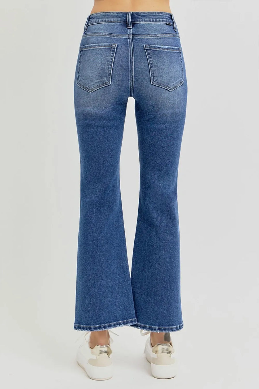 RISEN Full Size Distressed High Rise Crop Flare Jeans - Jeans Junction Online 