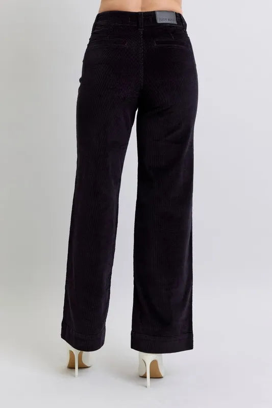 Judy Blue Full Size High Waist Corduroy Trouser Wide Plus Size - Jeans Junction Online