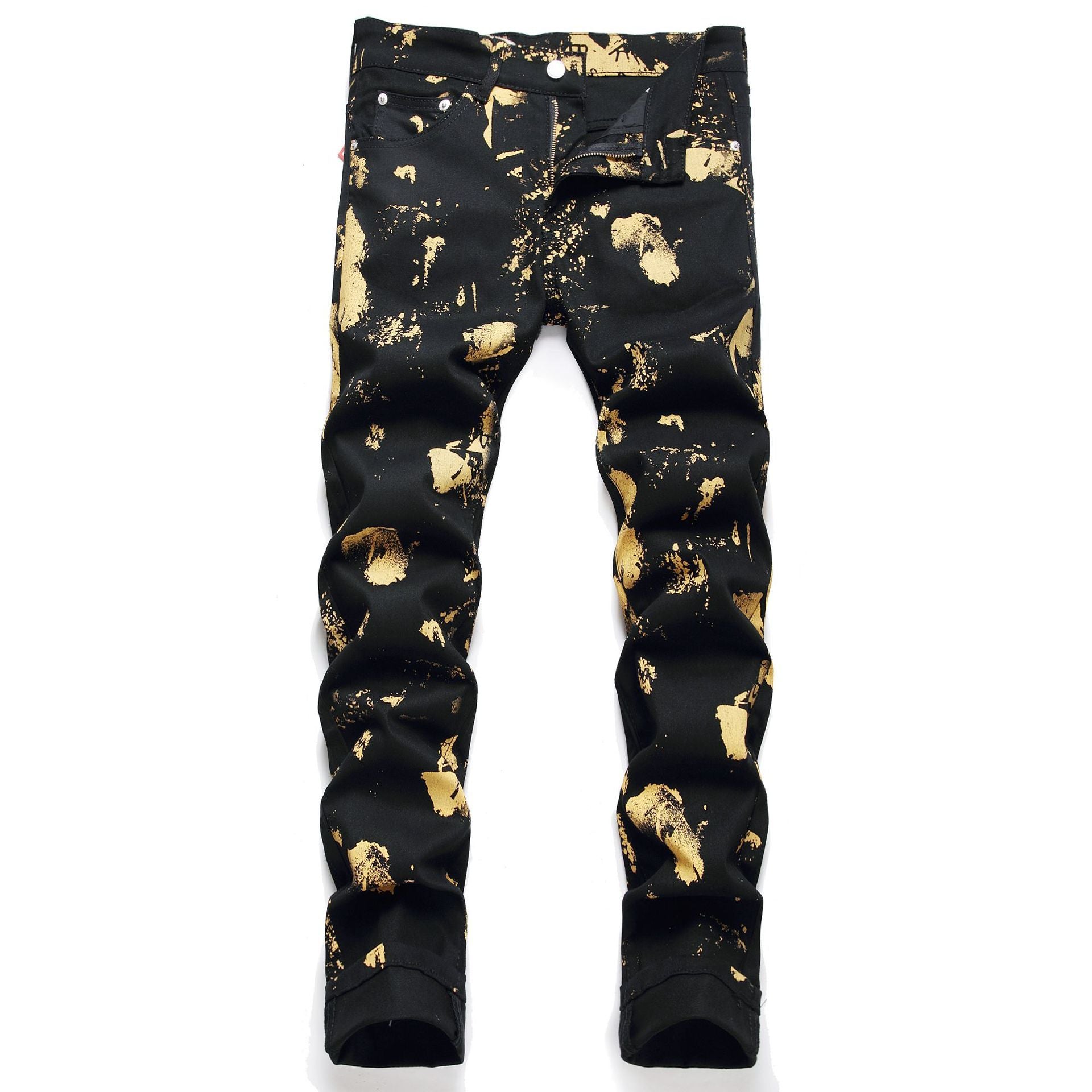 Street Mid Waist Casual Men's Jeans Digital Printing Trousers - Jeans Junction Online