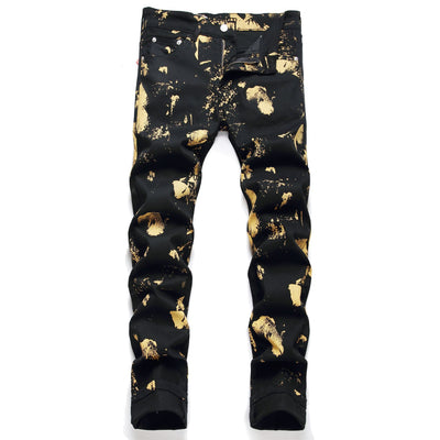 Street Mid Waist Casual Men's Jeans Digital Printing Trousers - Jeans Junction Online