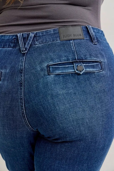 Judy Blue Full Size Mid Rise Bootcut Jeans with Welt Pockets Plus Size - Jeans Junction Online