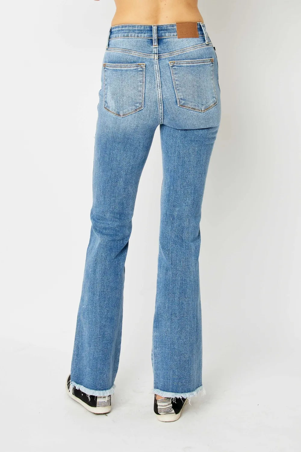 Judy Blue Full Size Distressed Raw Hem Bootcut Jeans - Jeans Junction Online