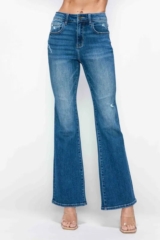 bytos Full Size High Rise Bootcut Jeans with Pockets - Jeans Junction Online 
