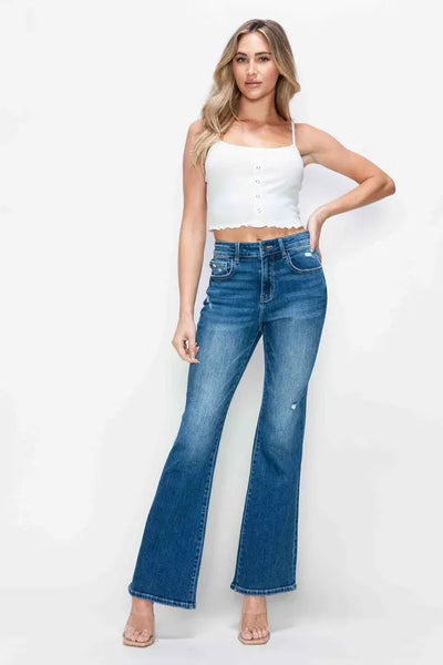 bytos Full Size High Rise Bootcut Jeans with Pockets - Jeans Junction Online