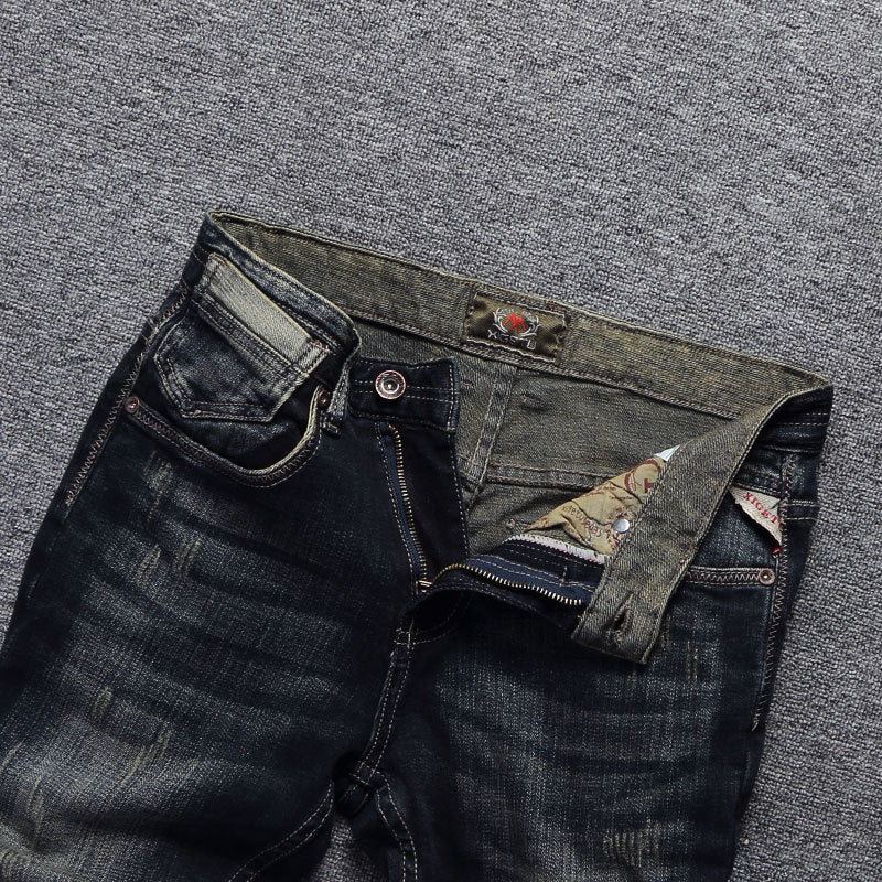 European And American Fashion Frayed Slim-fit Men's Jeans - Jeans Junction Online