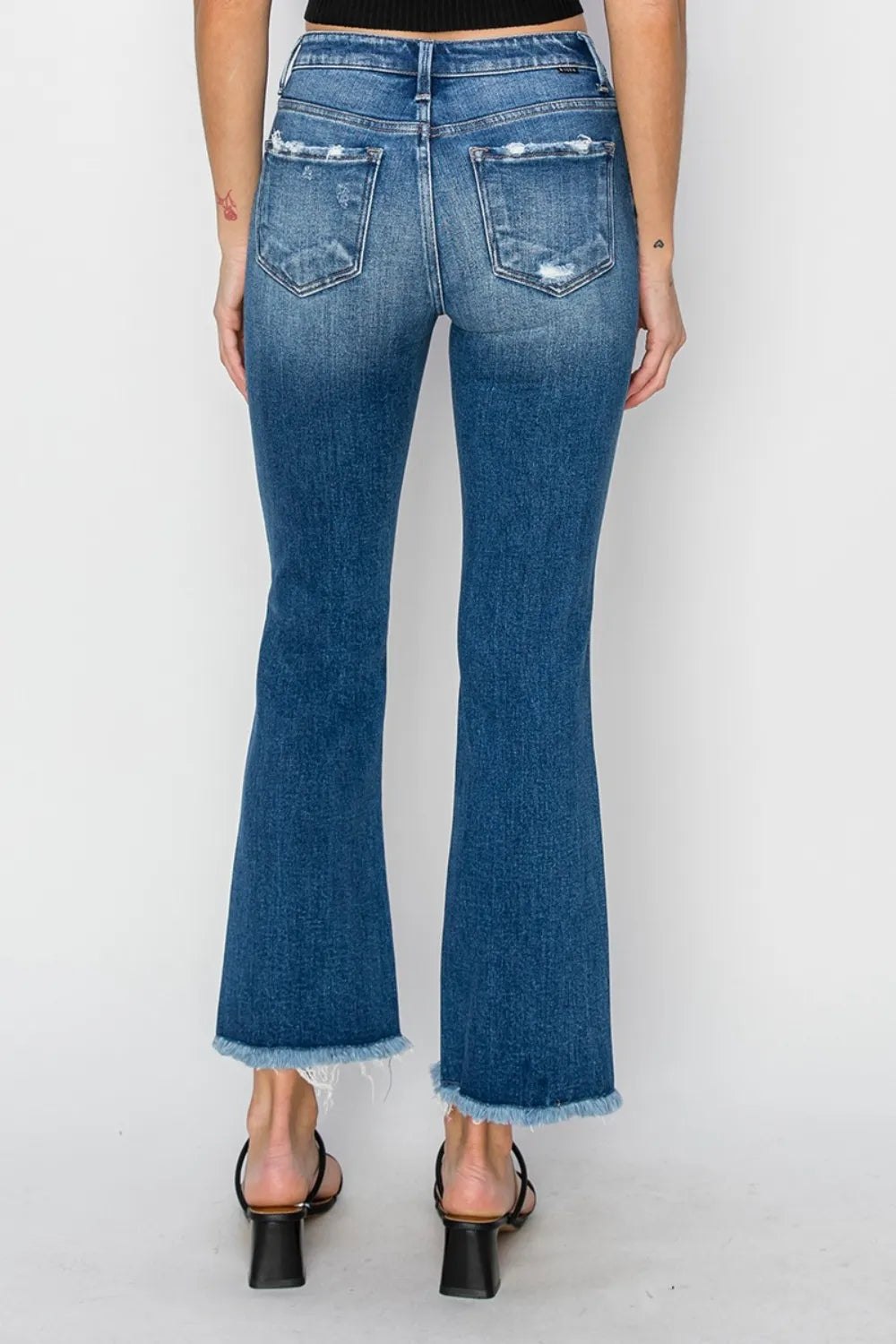 RISEN Full Size Frayed Step Hem Ankle Straight Jeans - Jeans Junction Online