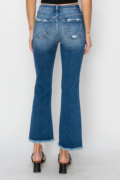 RISEN Full Size Frayed Step Hem Ankle Straight Jeans - Jeans Junction Online