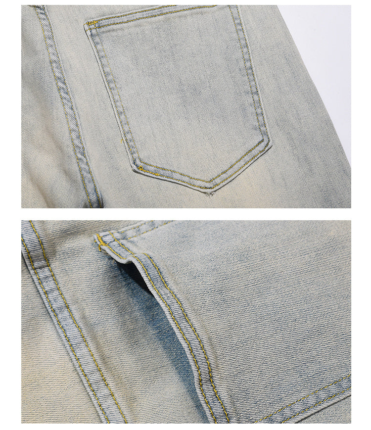 High Street Yellow Mud Washed And Distressed Men's Casual Pants - Jeans Junction Online
