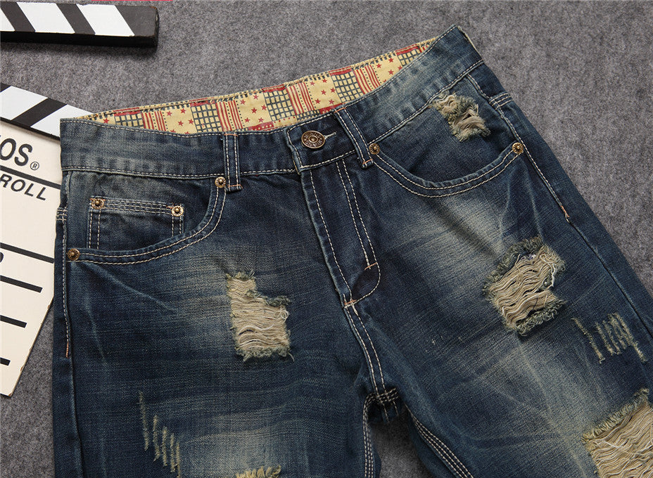 Ripped Trendy Men's Jeans Straight Leg Slim Fit Personality - Jeans Junction Online
