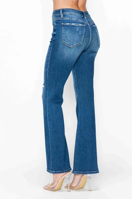 bytos Full Size High Rise Bootcut Jeans with Pockets - Jeans Junction Online